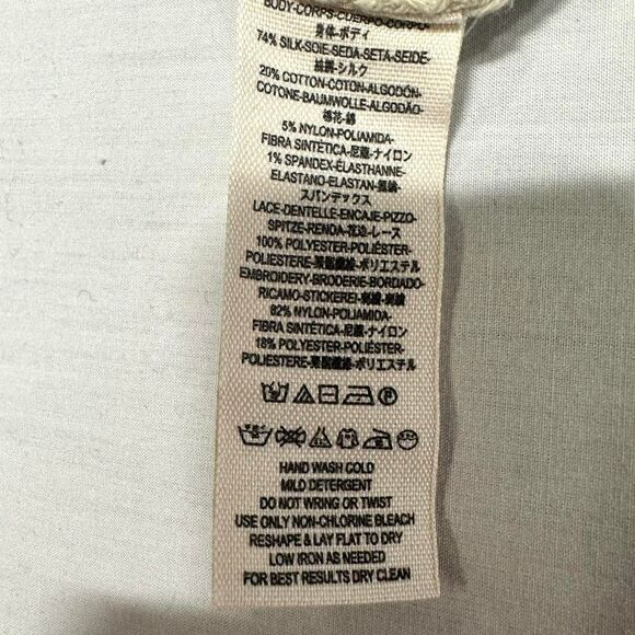 FREE PEOPLE Beige Cream Long Sleeve Knit Sweater Lace Mesh Details Womens M Soft - Picture 4 of 5